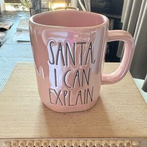 Rae Dunn Iridescent Pink Ceramic Mug - Santa, I Can Explain